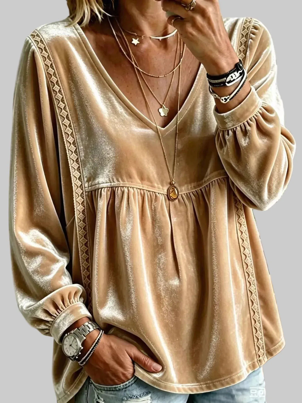 BABYDOLL VELVET LACE BLOUSE The Nichole Collection - Official Site