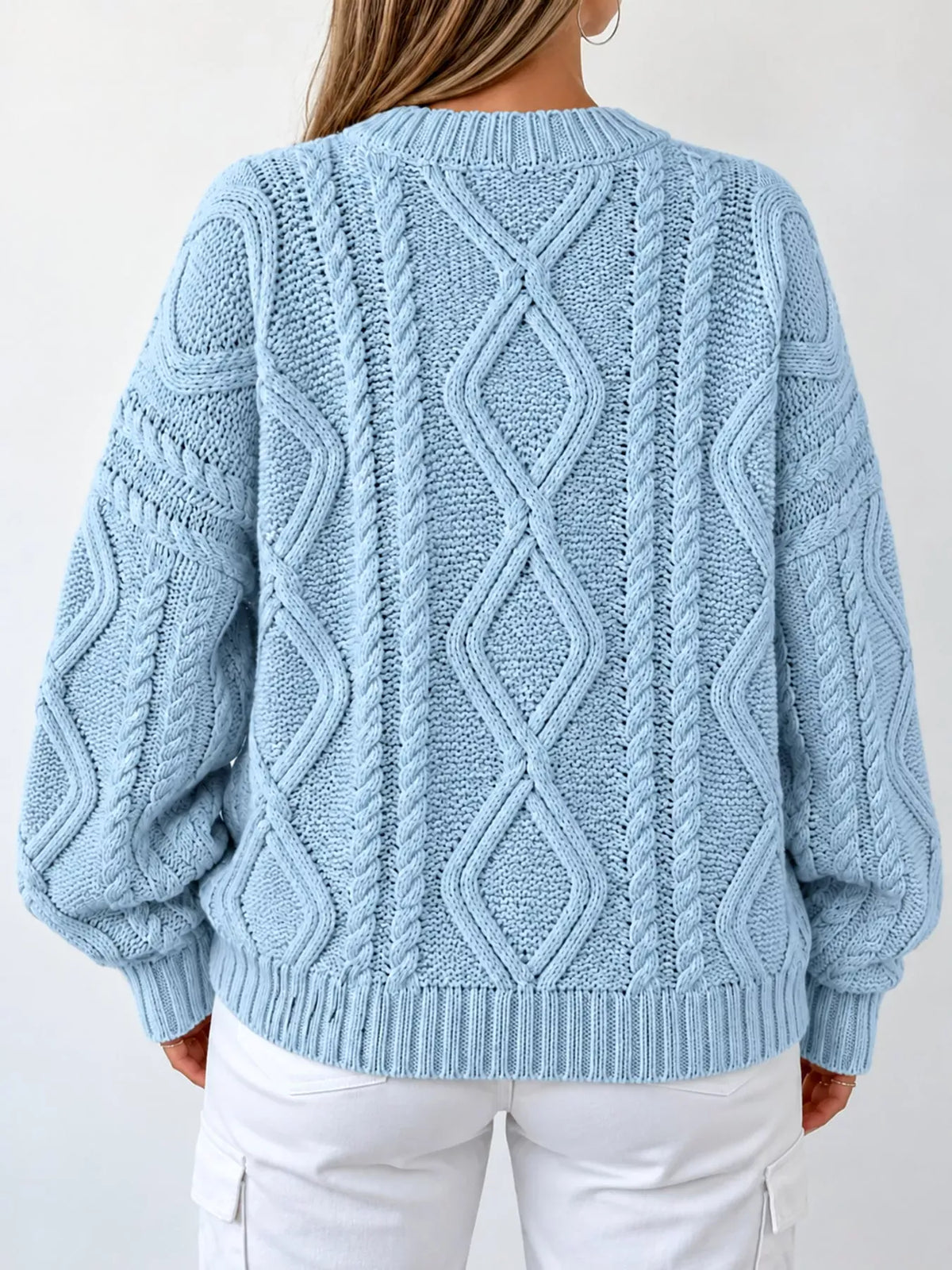Cable-Knit Round-Neck Sweater The Nichole Collection