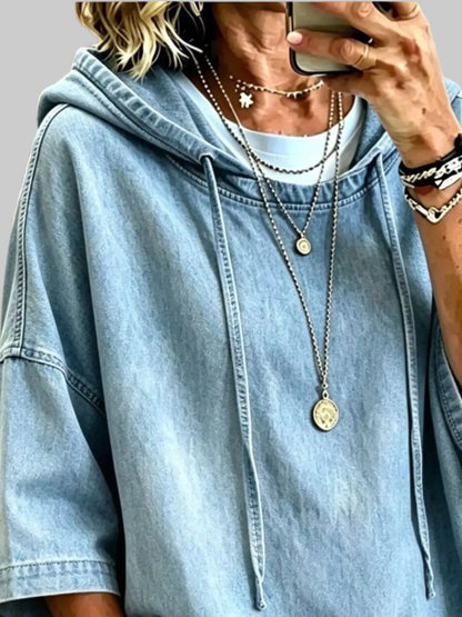 OVERSIZED WASHED DENIM HOODIE The Nichole Collection - Official Site