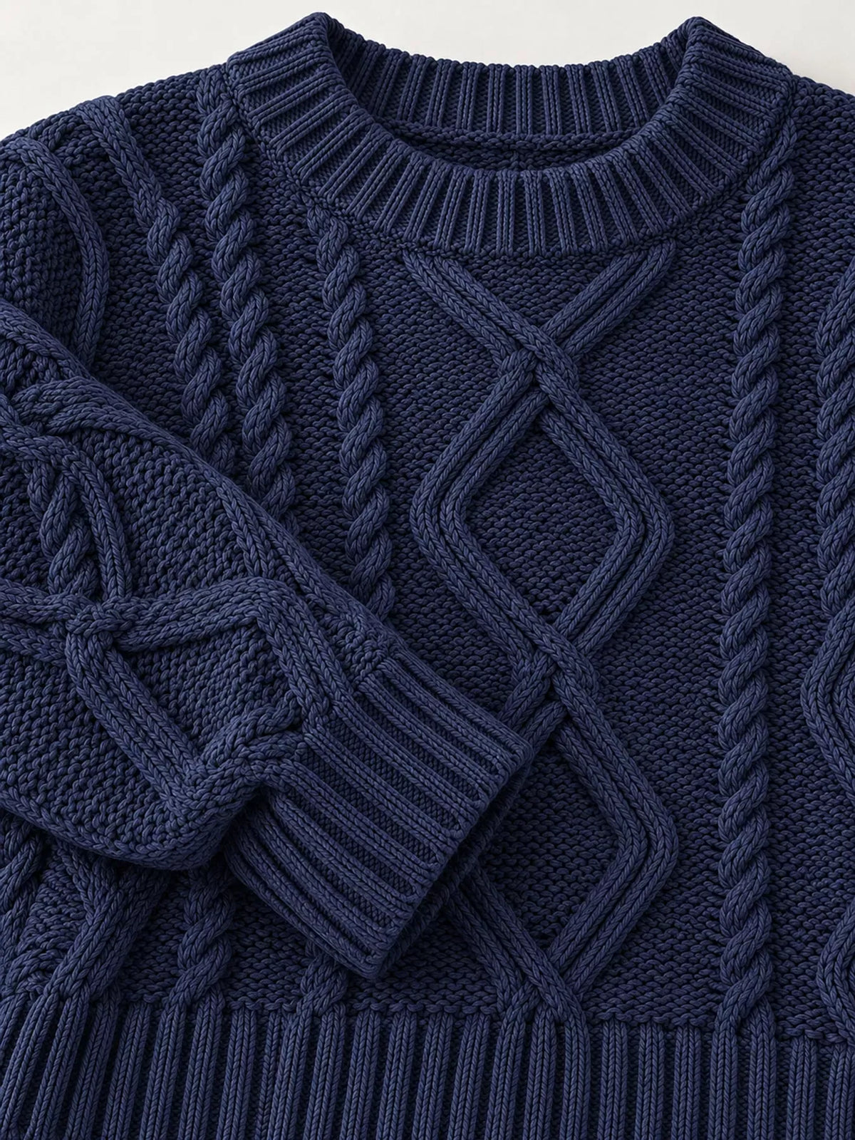 Cable-Knit Round-Neck Sweater The Nichole Collection