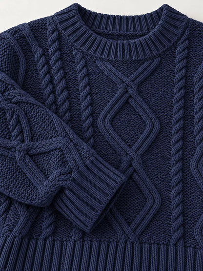 Cable-Knit Round-Neck Sweater The Nichole Collection