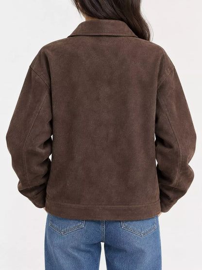 Suede Jacket with Silver-Tone Hardware The Nichole Collection