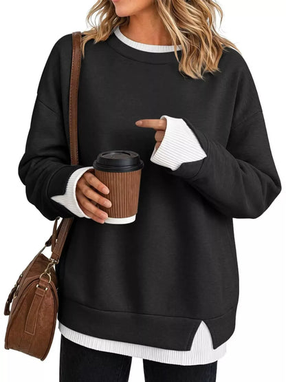CONTRAST-TRIM CREWNECK SWEATSHIRT The Nichole Collection - Official Site