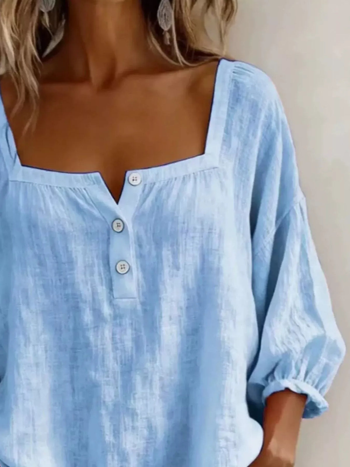 SQUARE-NECK BUTTON-DETAIL BLOUSE The Nichole Collection - Official Site