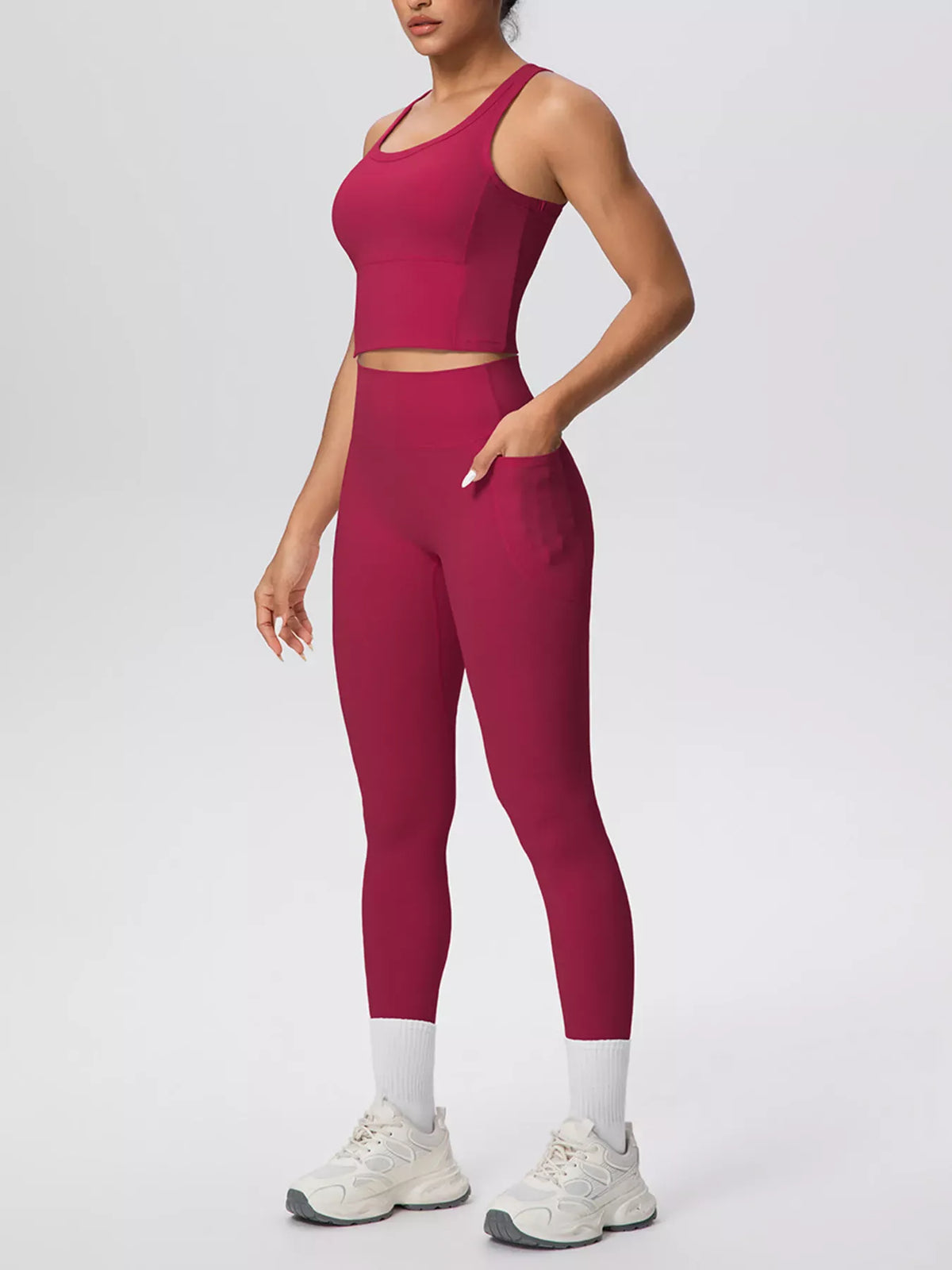 Scoop-Neck Tank and High-Waisted Leggings Active Set The Nichole Collection - Official Site