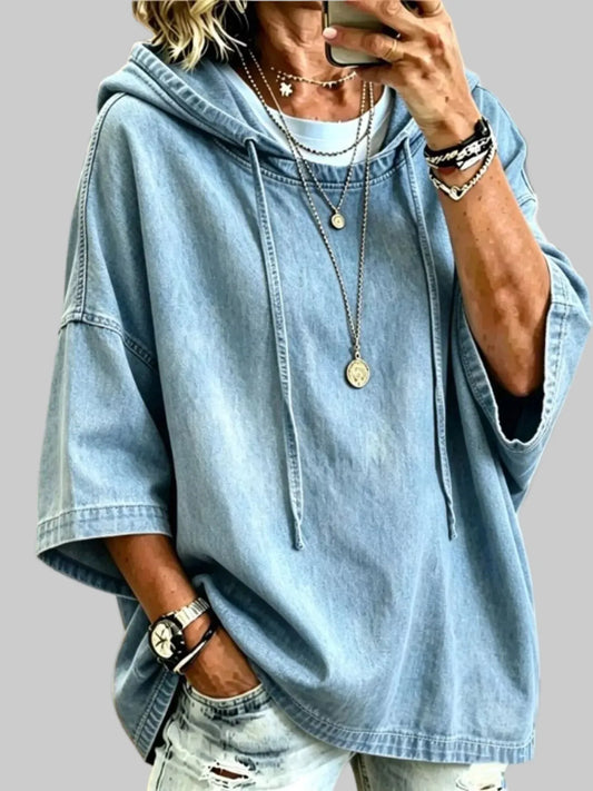 OVERSIZED WASHED DENIM HOODIE The Nichole Collection - Official Site