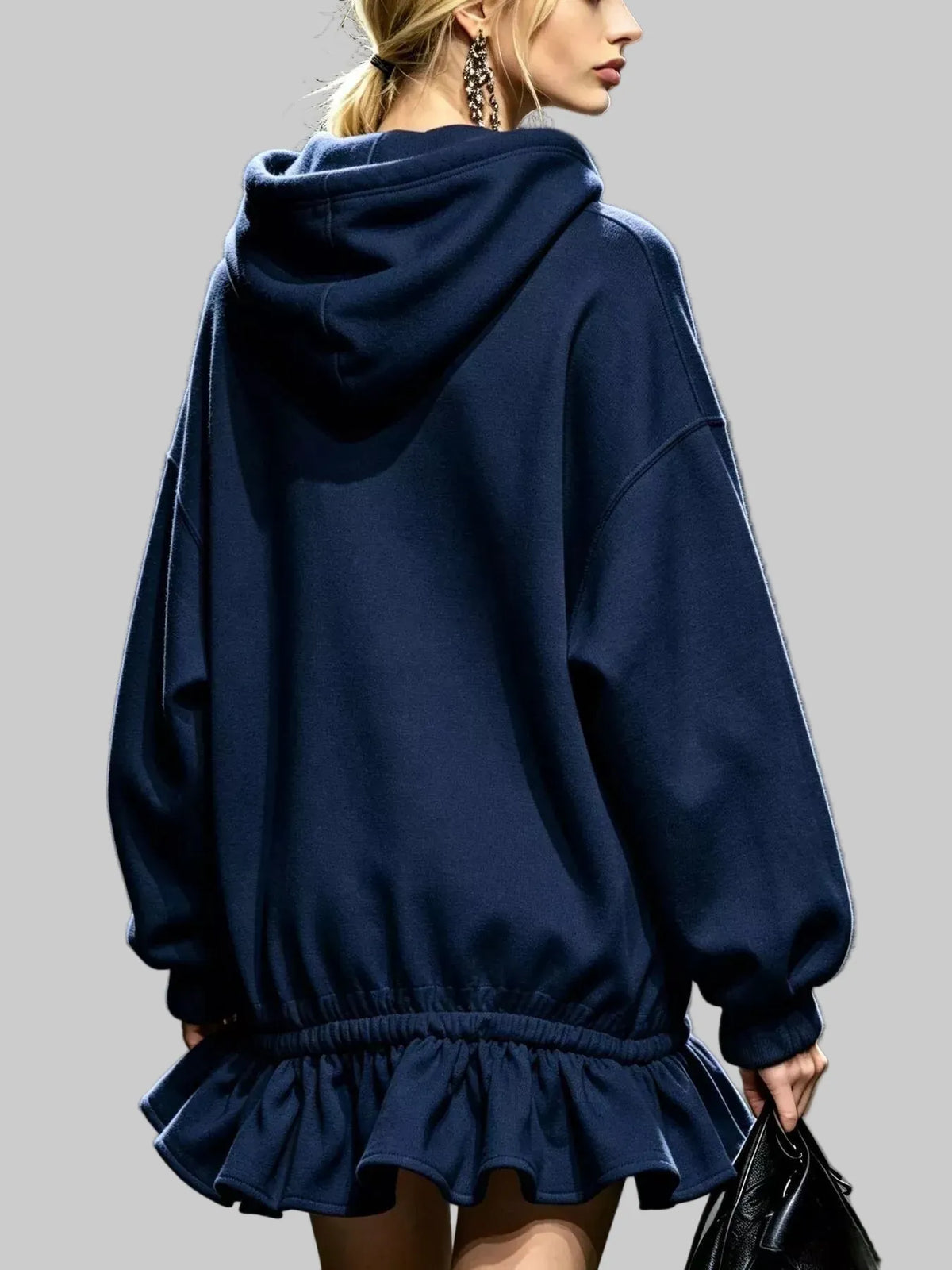 HOODED SWEATSHIRT RUFFLED MINI DRESS The Nichole Collection - Official Site