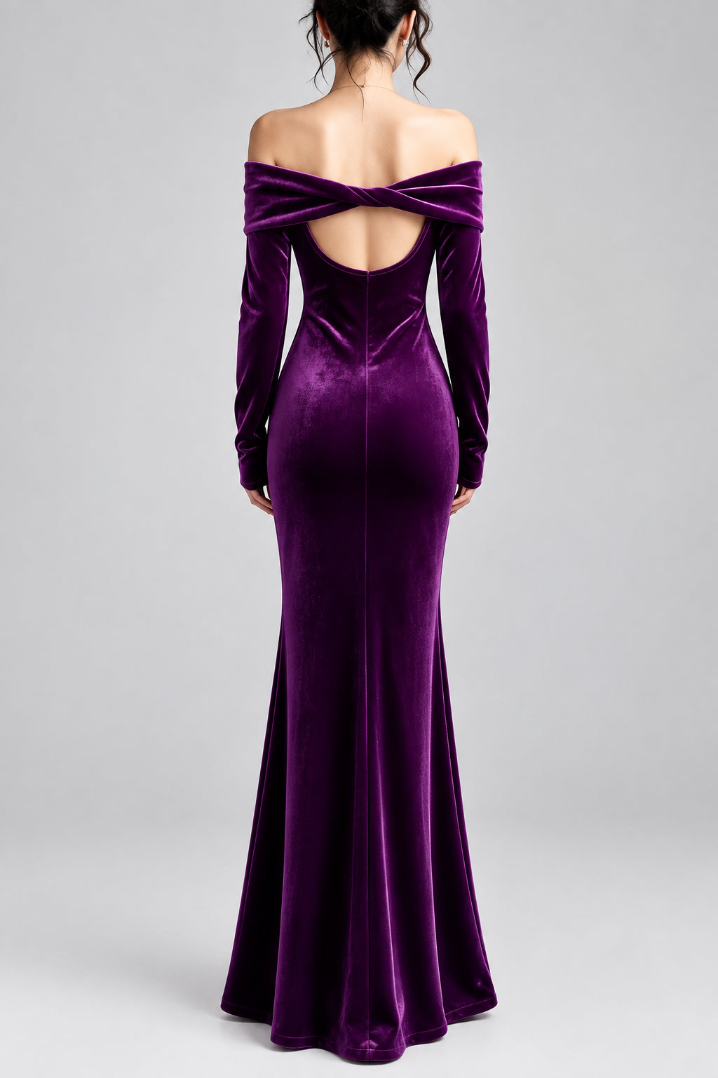 Off-Shoulder Ruched Velvet Mermaid Maxi Dress The Nichole Collection - Official Site