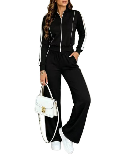 Two-piece Athletic Set: Zip-up Top and Pants The Nichole Collection