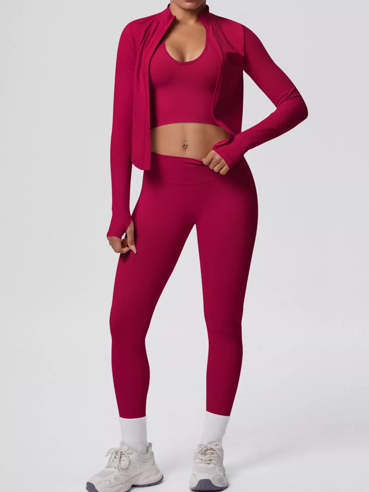 Tank, Zip-Up Jacket and Leggings Active Set The Nichole Collection - Official Site