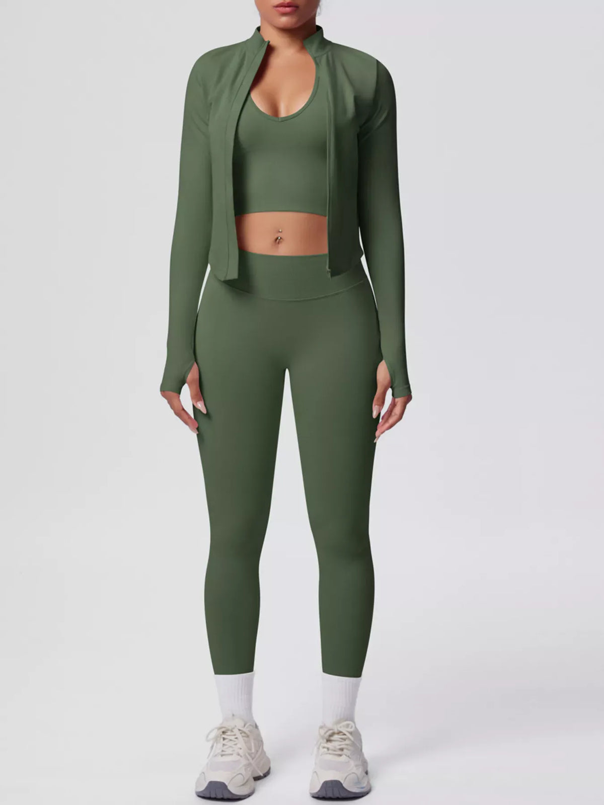 Tank, Zip-Up Jacket and Leggings Active Set The Nichole Collection - Official Site