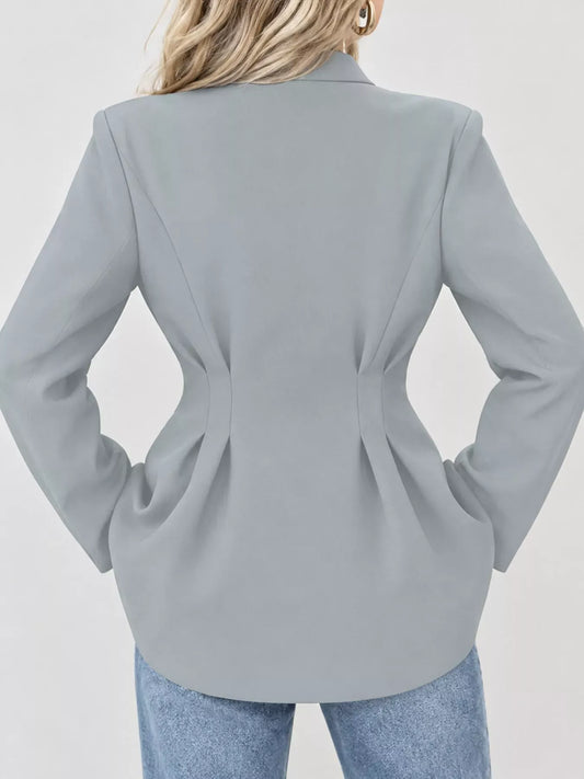 V-Neck Pleated Waist Slim-Fit Blazer The Nicole Collection