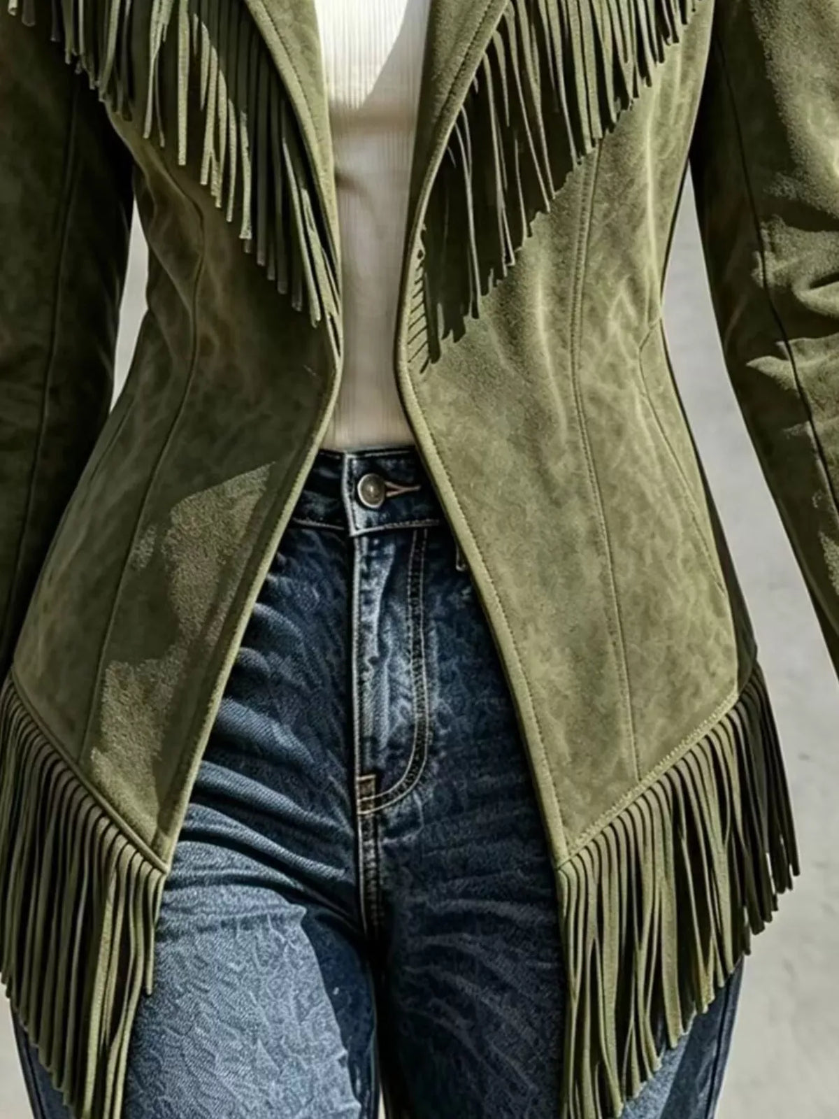 Western Fringe Open-Front Lapel Jacket The Nichole Collection - Official Site