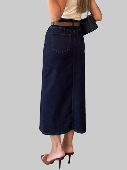 Front-Slit Denim Skirt The Nichole Collection