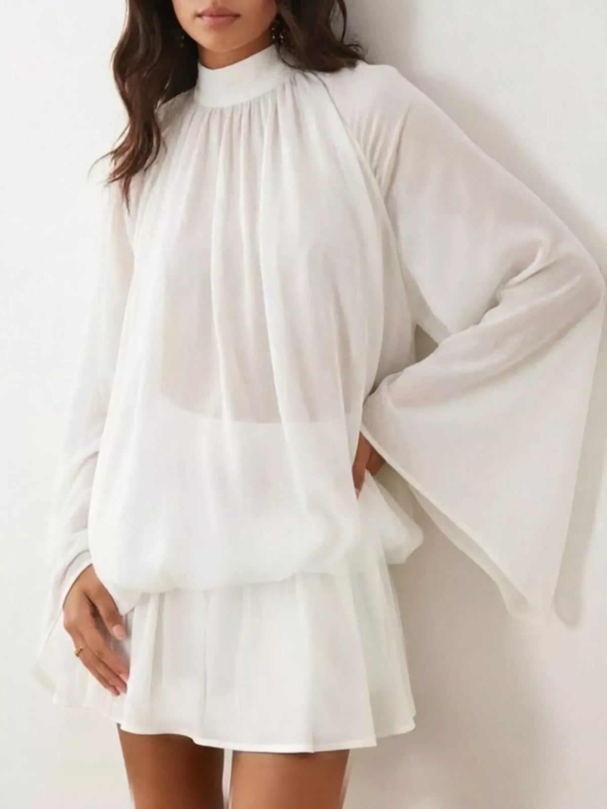 Tie-Back Layered Flare-Sleeve Mini Dress The Nichole Collection - Official Site