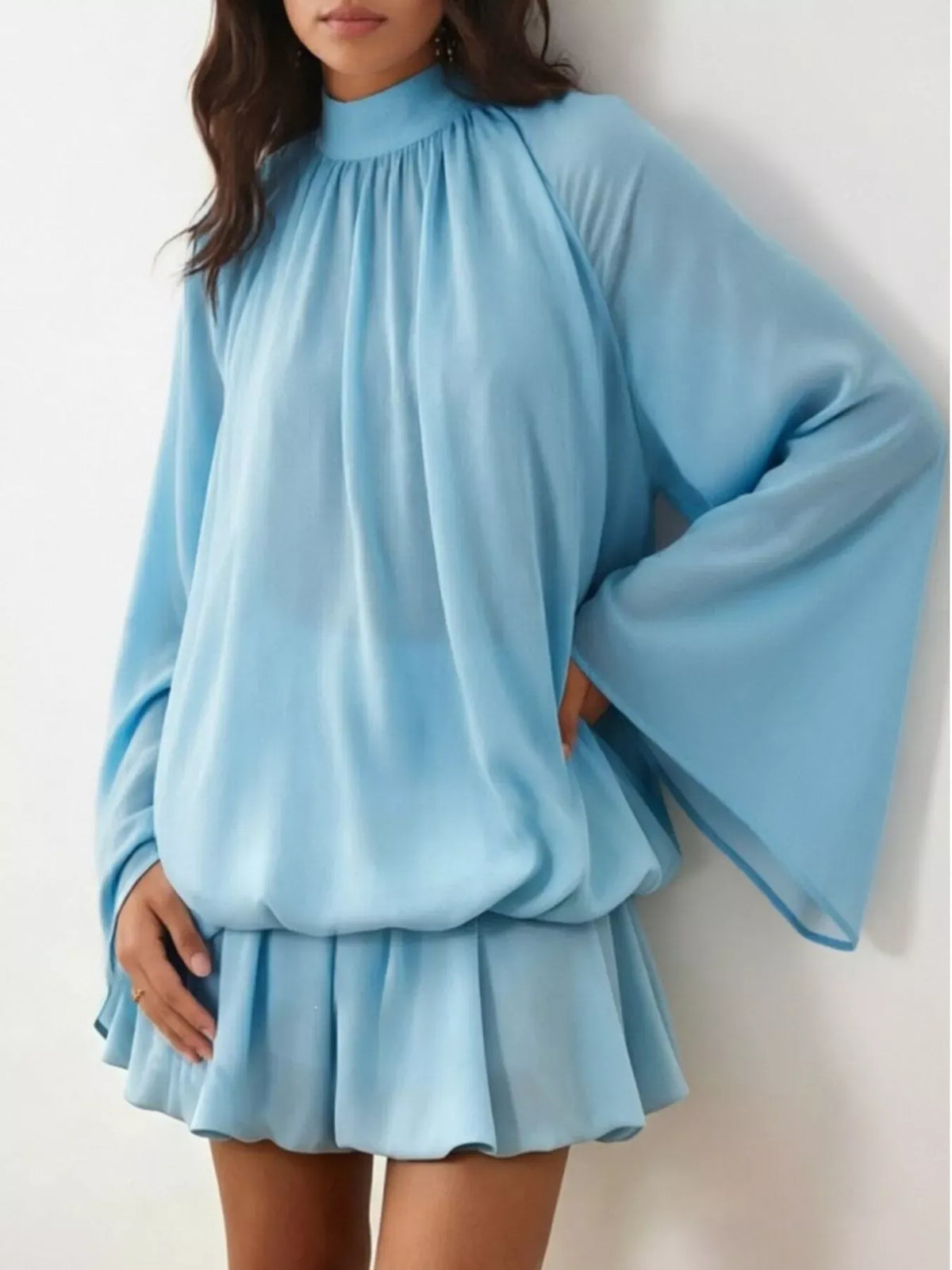 Tie-Back Layered Flare-Sleeve Mini Dress The Nichole Collection - Official Site
