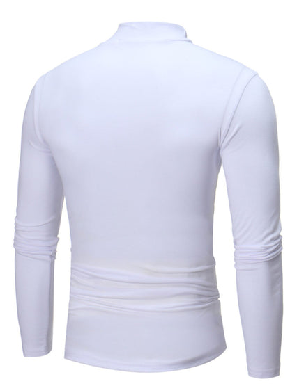 Men's Slim-Fit Mock-Neck Long-Sleeve Shirt Jonathan M Collection