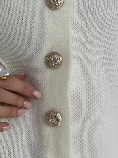 Decorative-Button Crew-Neck Knit Cardigan The Nichole Collection - Official Site