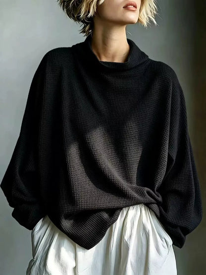Oversized Waffle-Knit Mock-Neck Top The Nichole Collection - Official Site