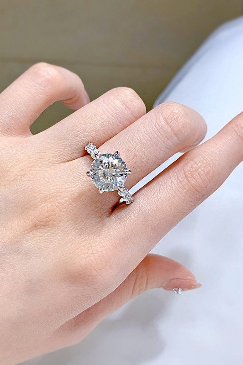 5 Carat Moissanite Side Stone Ring The Nichole Collection