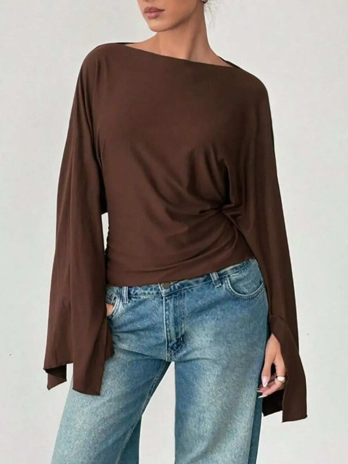 BOAT-NECK SLIT BATWING TOP The Nichole Collection - Official Site