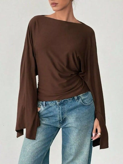 BOAT-NECK SLIT BATWING TOP The Nichole Collection - Official Site