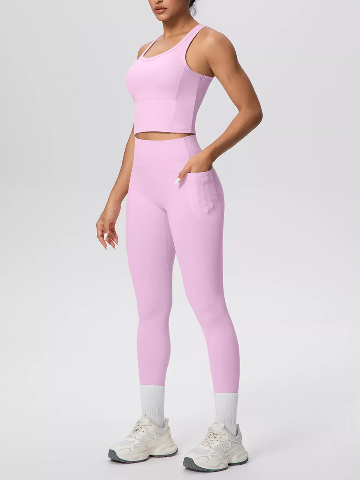 Scoop-Neck Tank and High-Waisted Leggings Active Set The Nichole Collection - Official Site