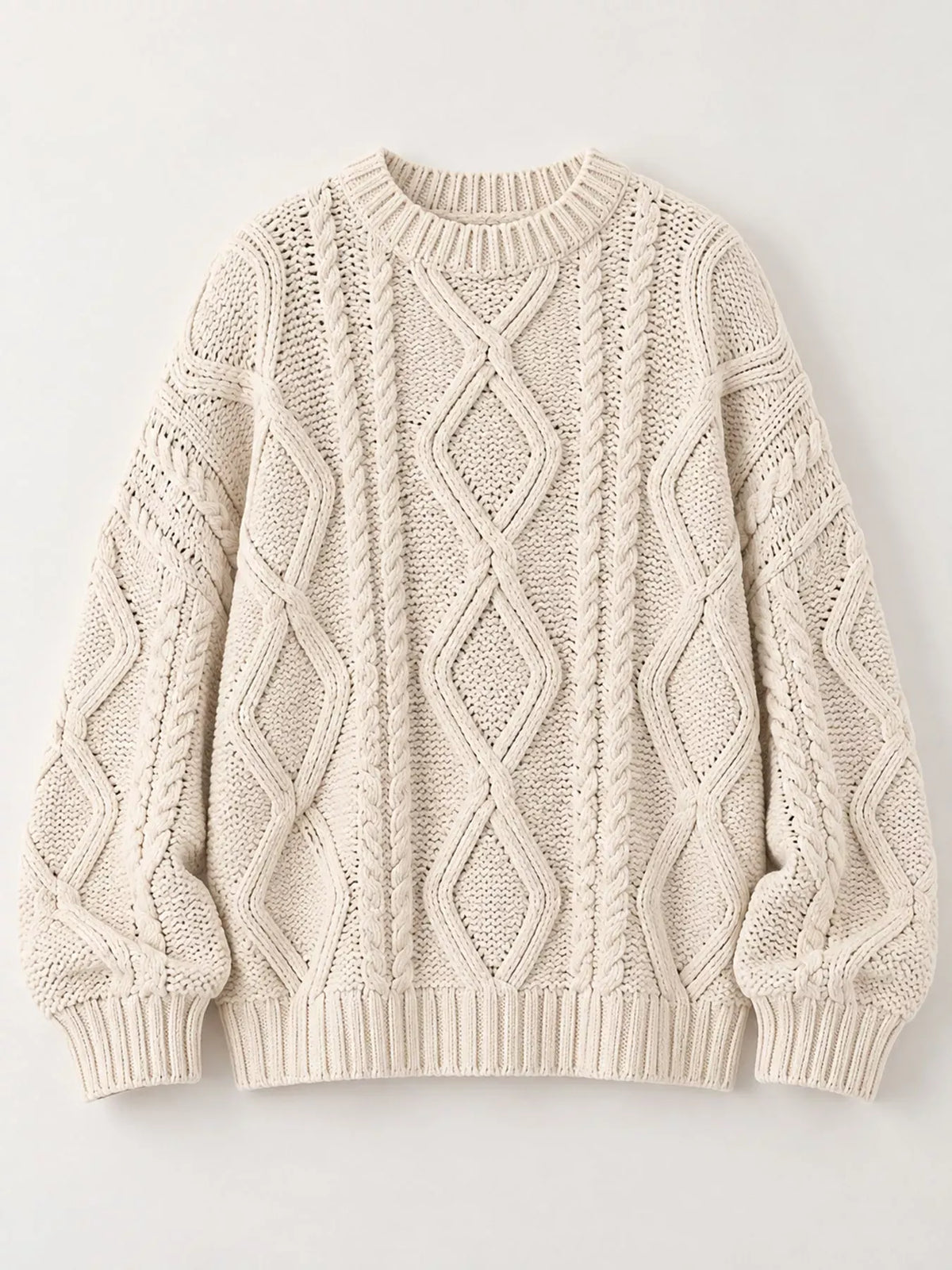 Cable-Knit Round-Neck Sweater The Nichole Collection