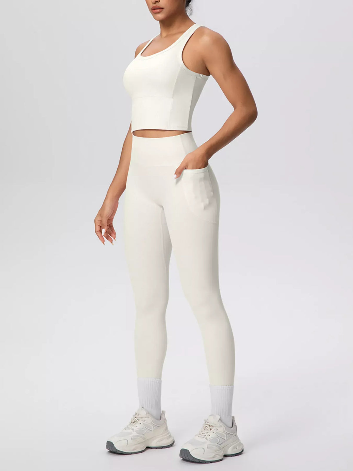 Scoop-Neck Tank and High-Waisted Leggings Active Set The Nichole Collection - Official Site