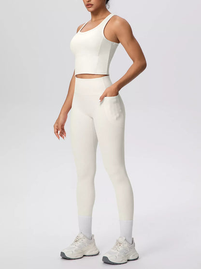 Scoop-Neck Tank and High-Waisted Leggings Active Set The Nichole Collection - Official Site
