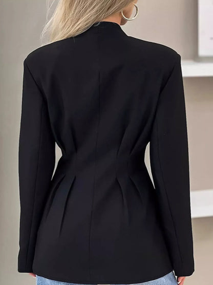 V-Neck Pleated Waist Slim-Fit Blazer The Nicole Collection