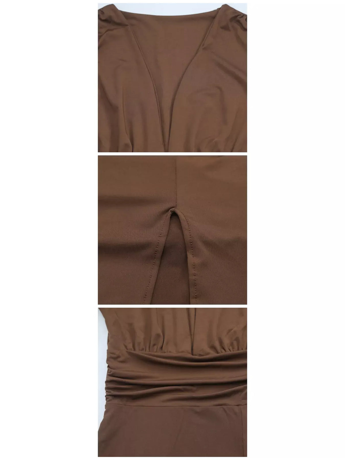 Long-Sleeve Deep V-Neck Ruched High-Slit Bodycon Dress The Nichole Collection - Official Site