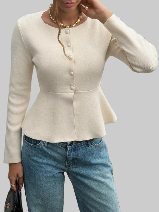 PEPLUM BUTTON-UP CARDIGAN The Nichole Collection - Official Site