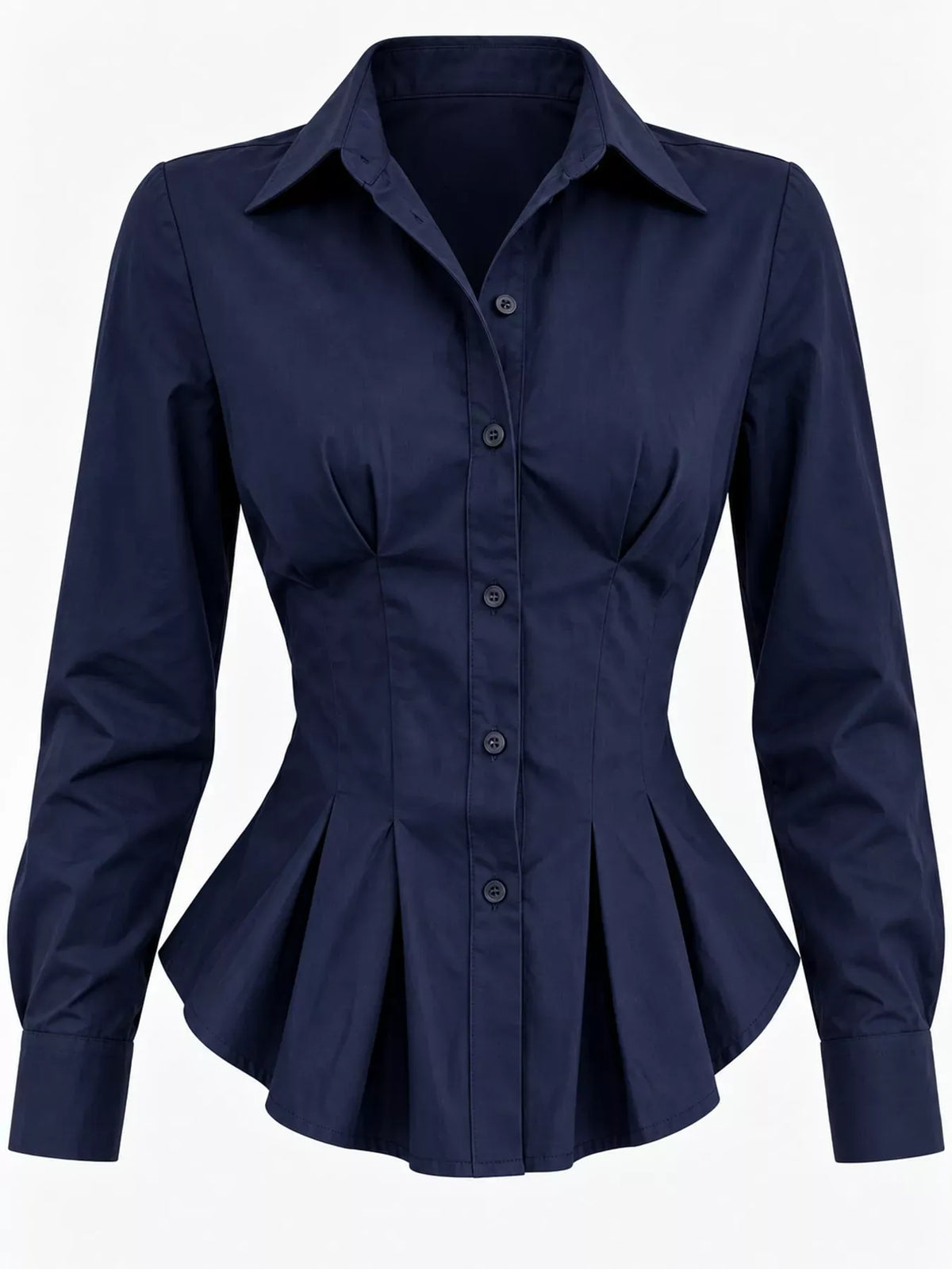 Button-Down Peplum Blouse with Fitted Waist The Nichole Collection