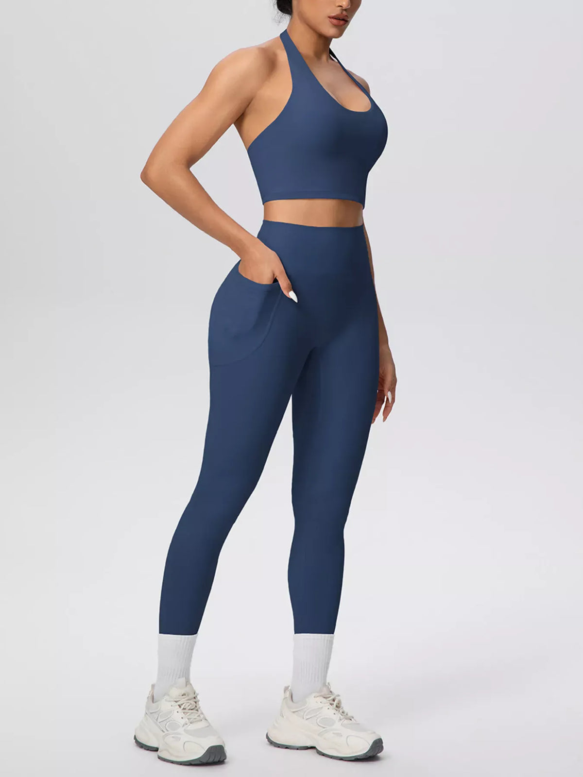Halter-Neck Crop Top and High-Waisted Leggings Active Set The Nichole Collection - Official Site