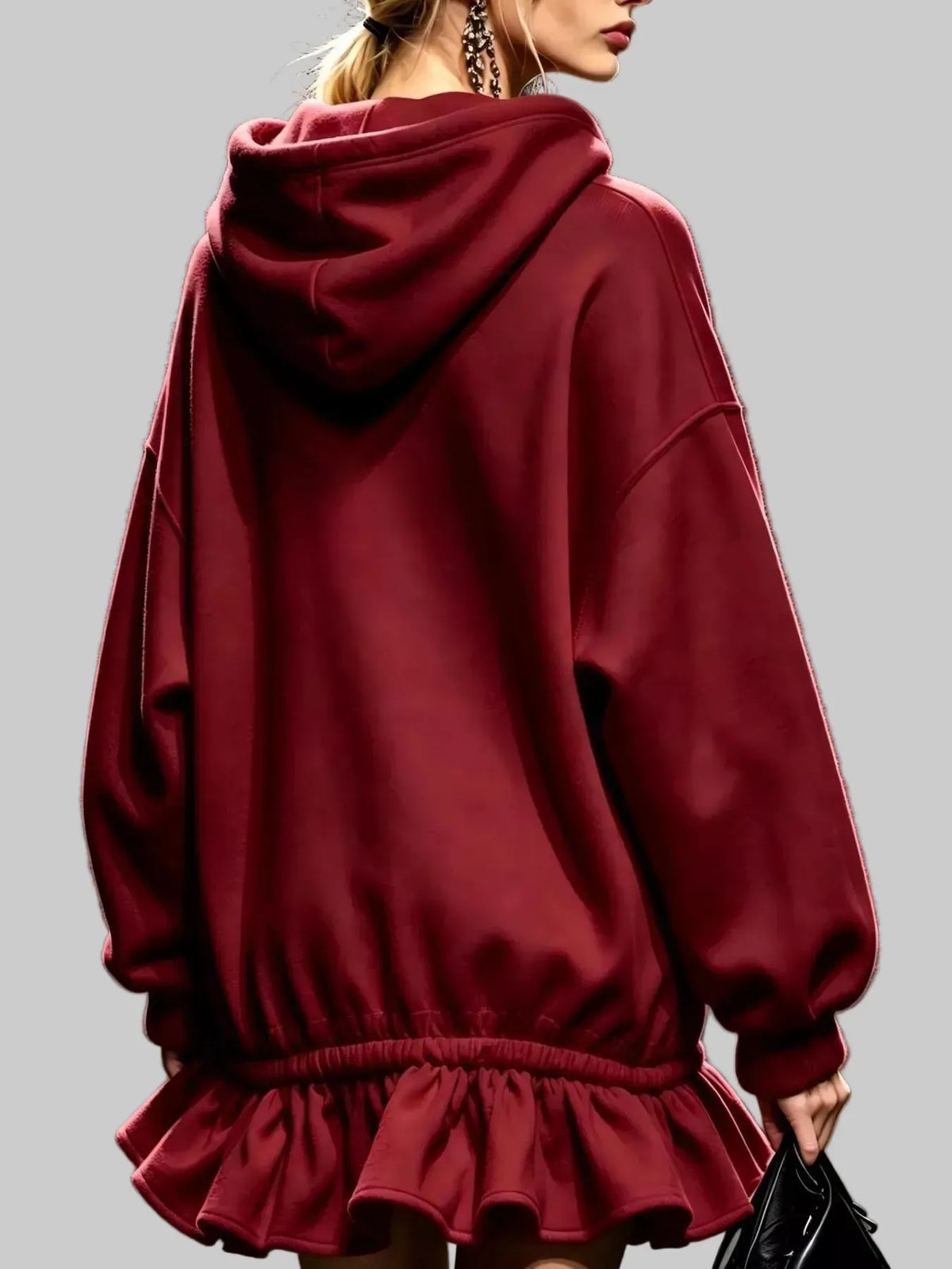 HOODED SWEATSHIRT RUFFLED MINI DRESS The Nichole Collection - Official Site