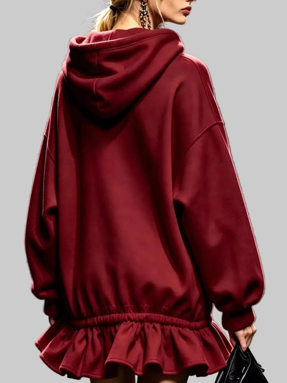HOODED SWEATSHIRT RUFFLED MINI DRESS The Nichole Collection - Official Site