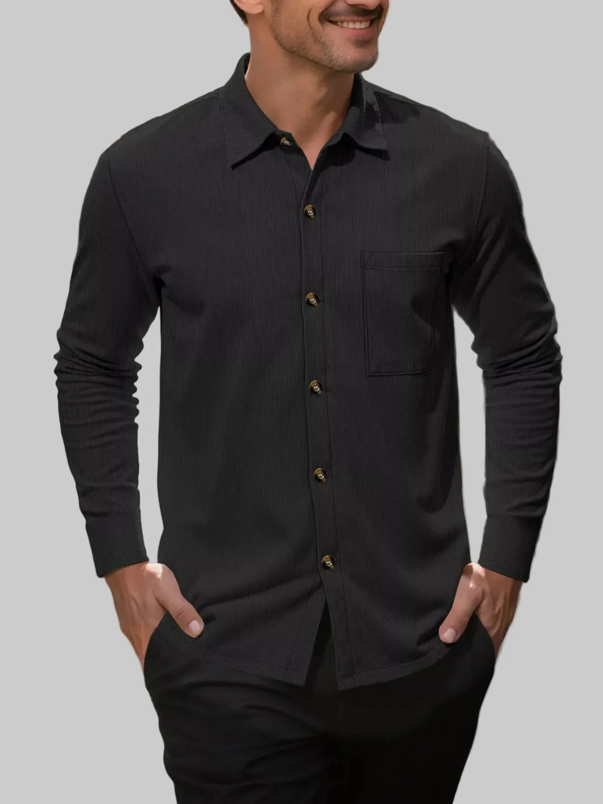 Men's Casual Button-Up Long-Sleeve Shirt The Nichole Collection