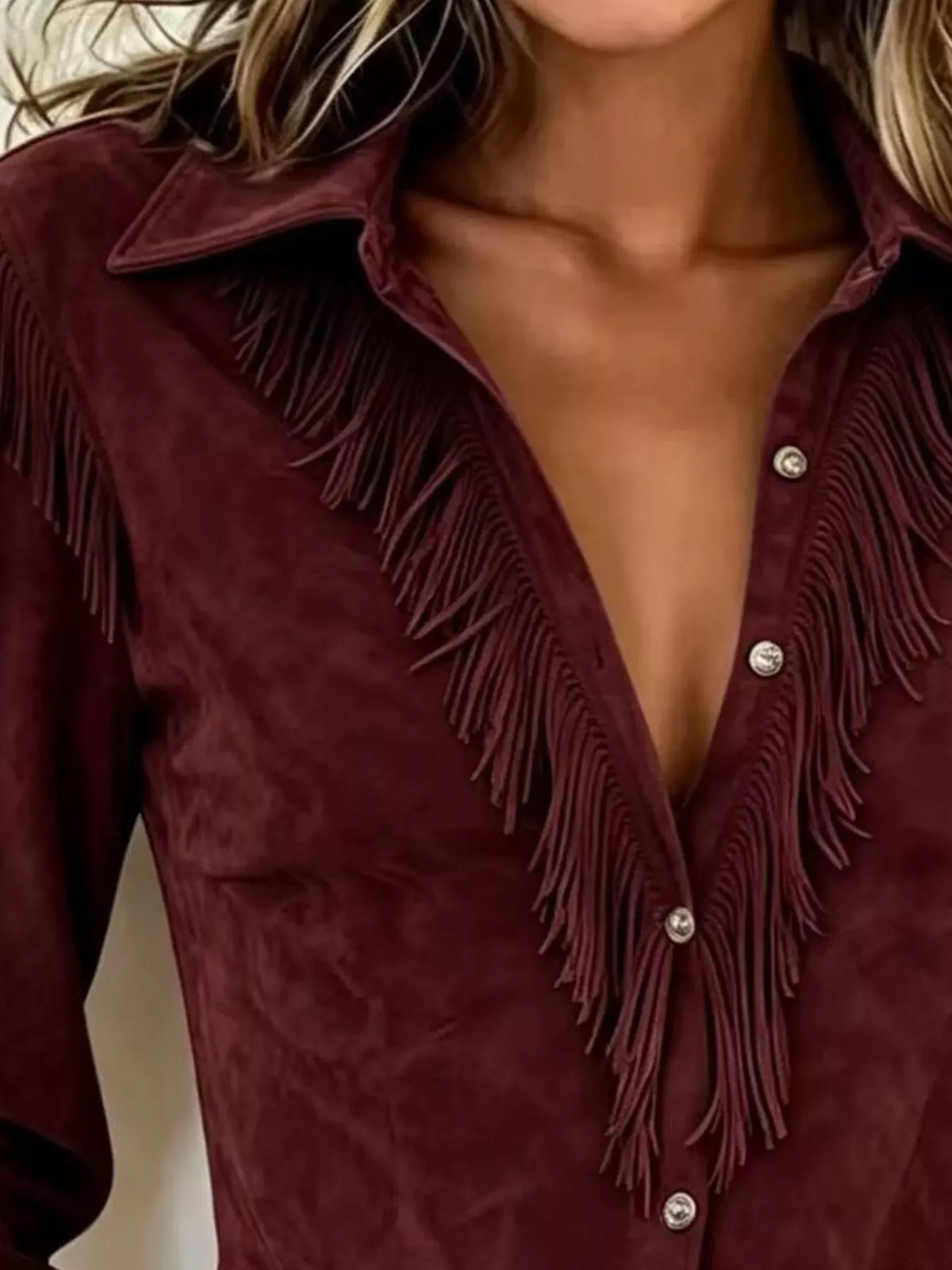 BUTTON FRONT FRINGE TOP The Nichole Collection - Official Site
