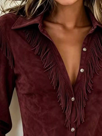 BUTTON FRONT FRINGE TOP The Nichole Collection - Official Site
