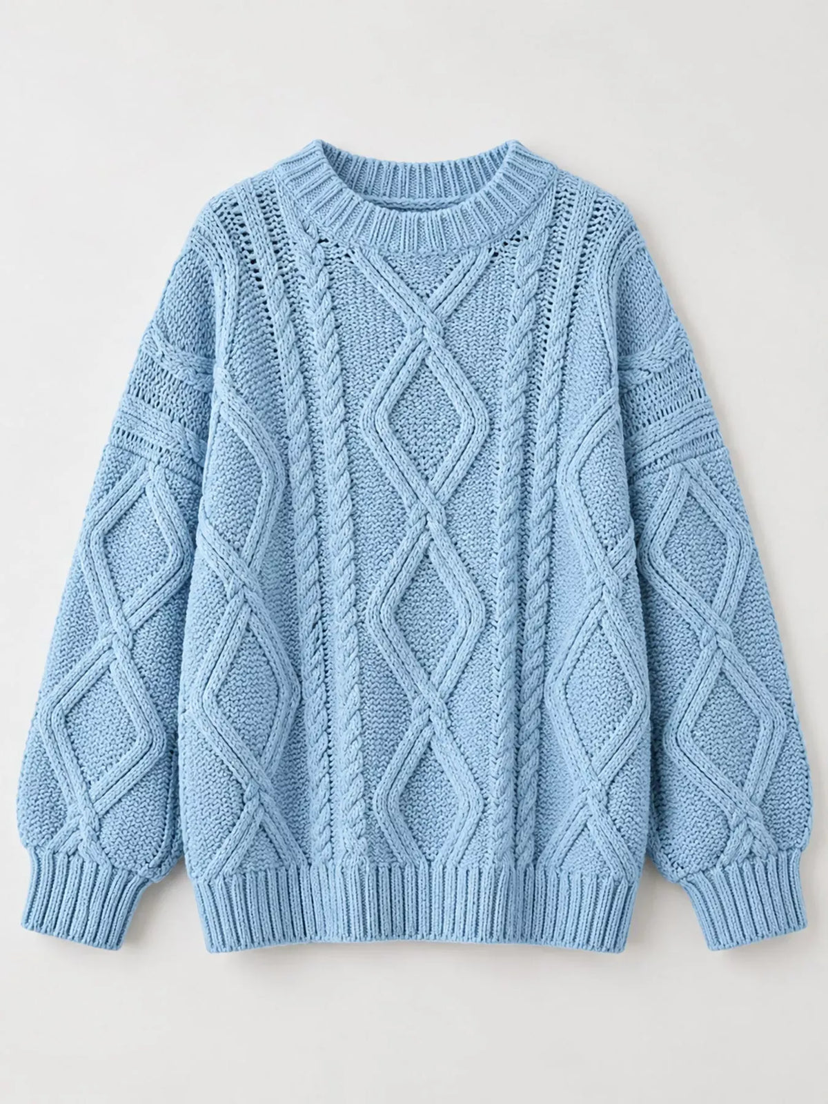 Cable-Knit Round-Neck Sweater The Nichole Collection