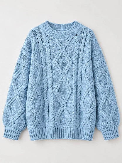Cable-Knit Round-Neck Sweater The Nichole Collection