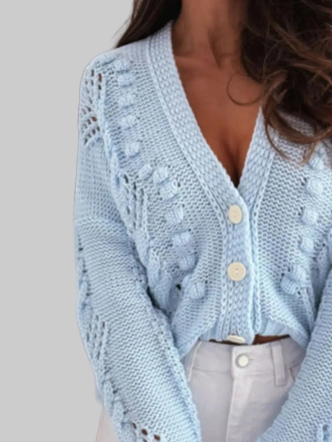 Button Up V-Neck Cardigan | The Nichole Collection