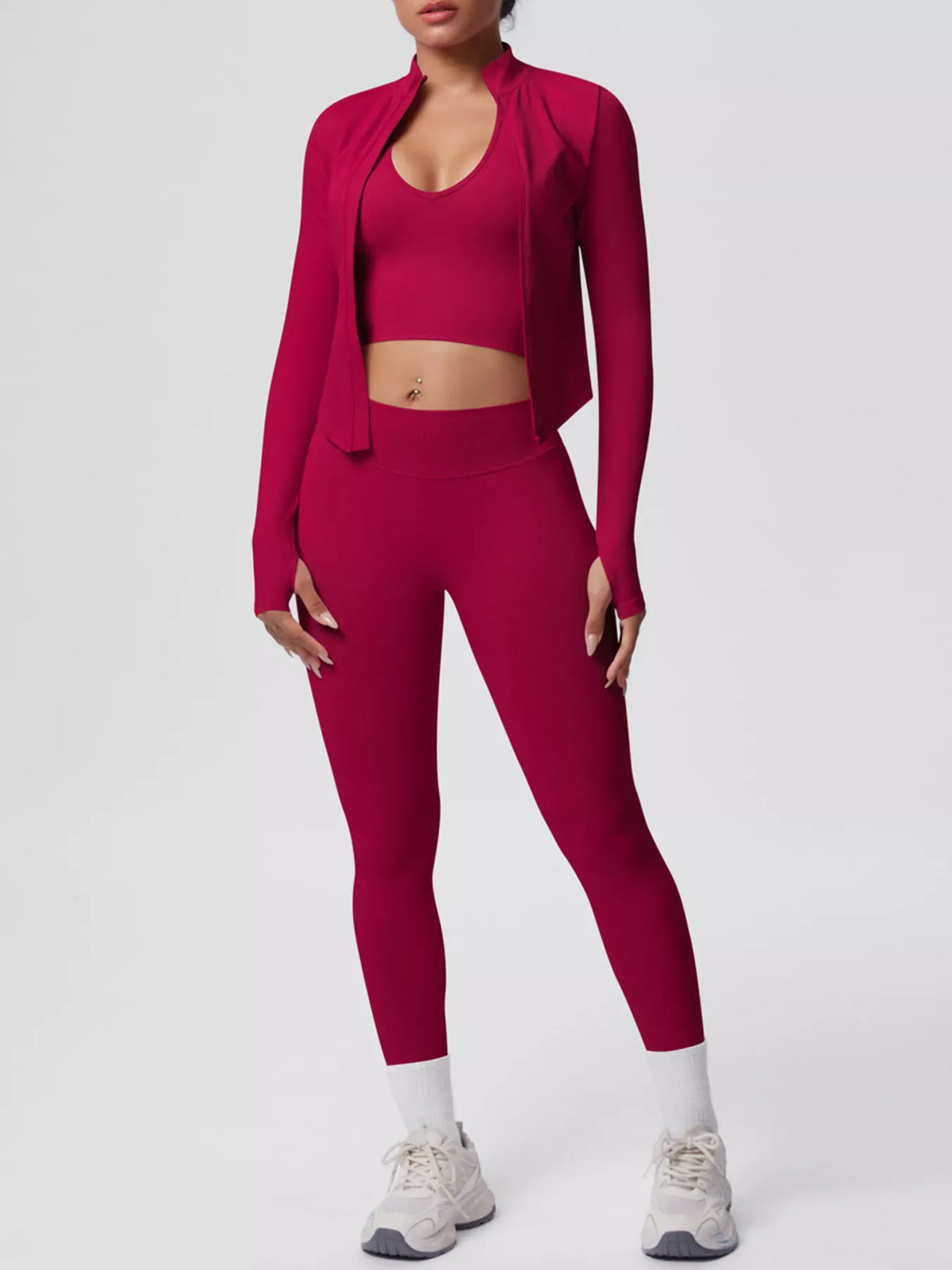 Tank, Zip-Up Jacket and Leggings Active Set The Nichole Collection - Official Site