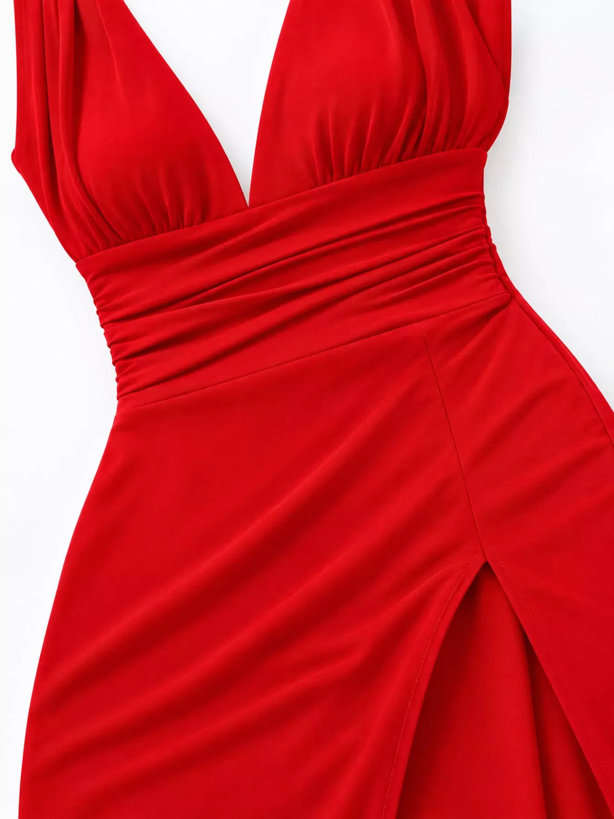 Sleeveless Deep V-Neck Ruched High-Slit Bodycon Dress The Nichole Collection - Official Site
