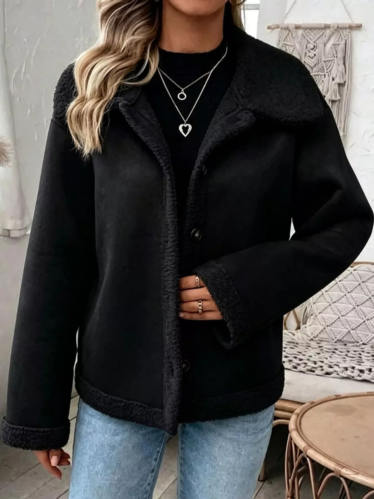 Cashmere-Blend Suede Sherpa Jacket The Nichole Collection