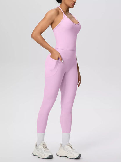 Halter-Neck Cami and High-Waisted Leggings Active Set The Nichole Collection - Official Site