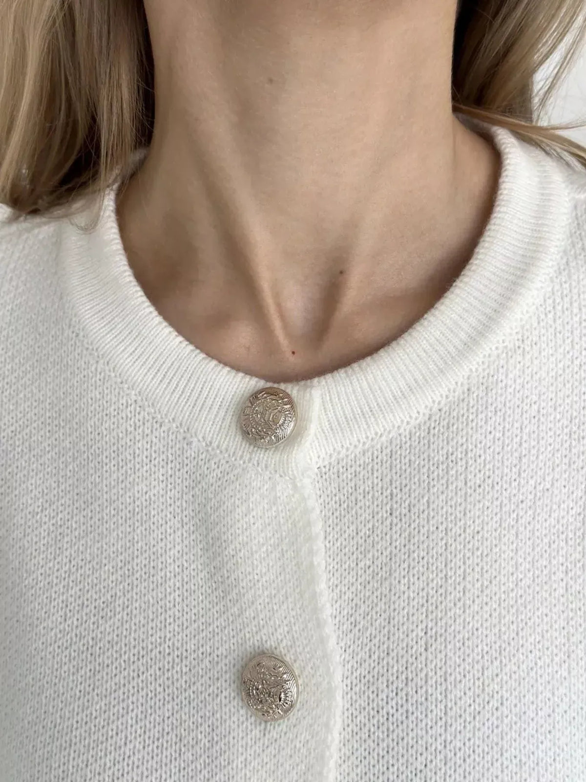 Decorative-Button Crew-Neck Knit Cardigan The Nichole Collection - Official Site