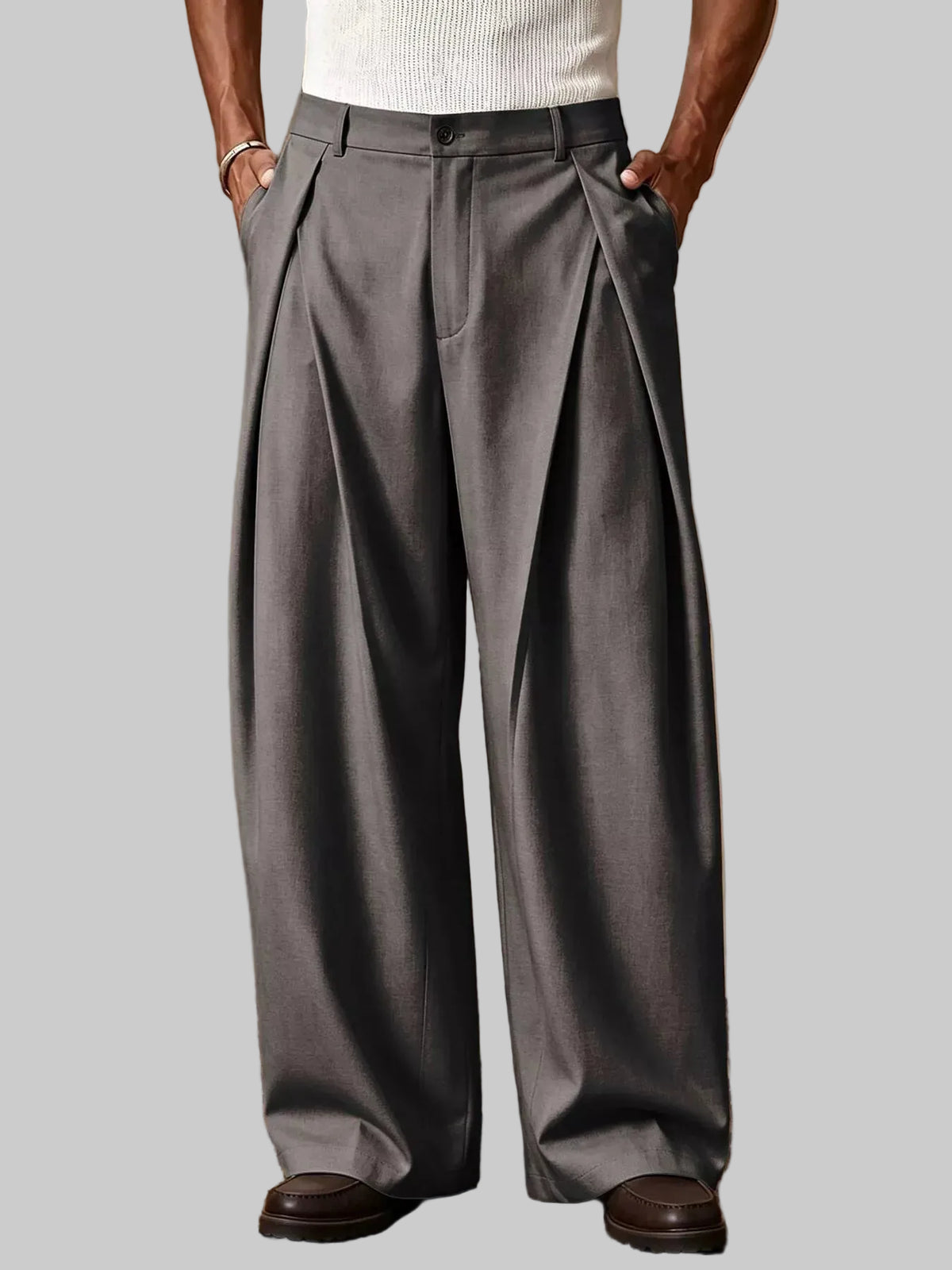 Men's High-Waisted Wide-Leg Pleated Dress Pants The Nichole Collection