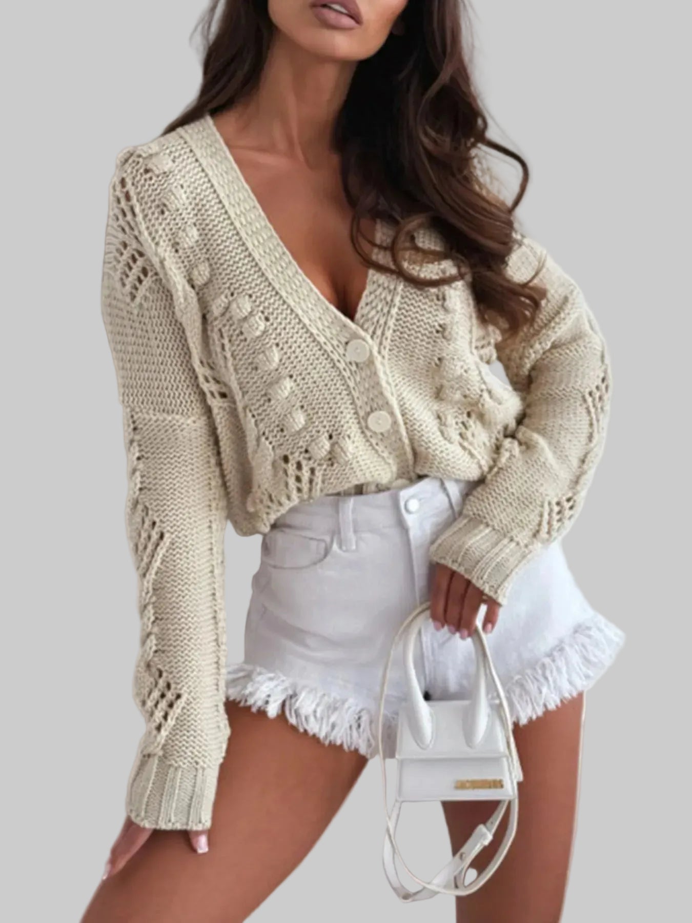Button Up V-Neck Cardigan | The Nichole Collection